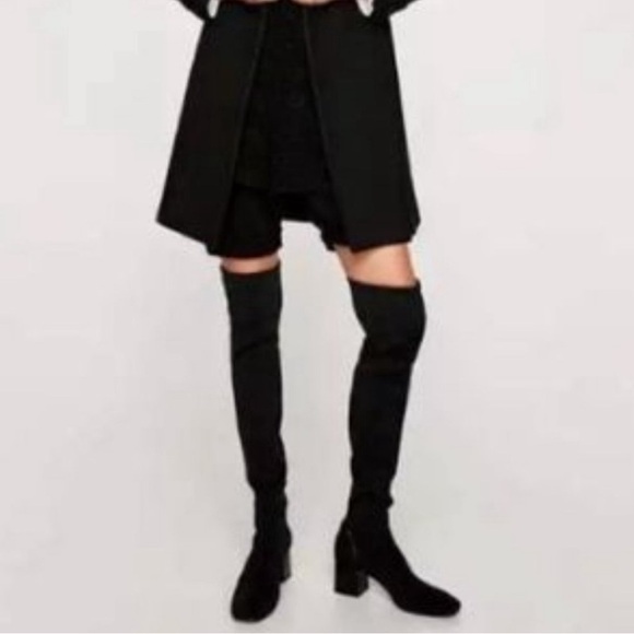 Zara basic NWT over the knee boots. Black euro 35 USA 4.5/5 women’s gold trim - Picture 2 of 15